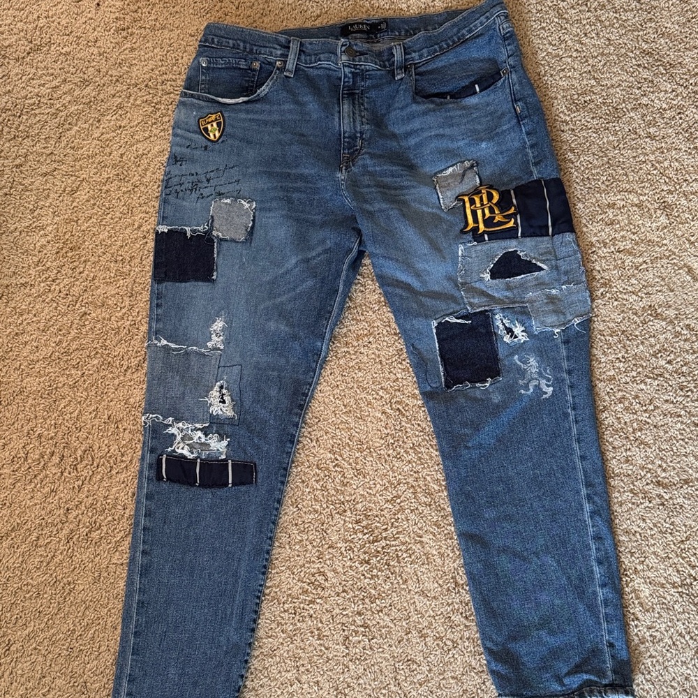 Blue Patchwork Jeans - image 1